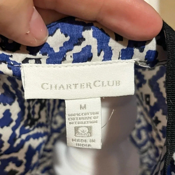 Charter club medium blue, white, black 3/4 sleeve tunic - Picture 4 of 6
